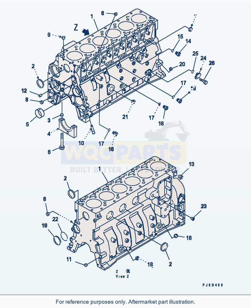 Komatsu WA250L-5 Cylinder Block parts diagram