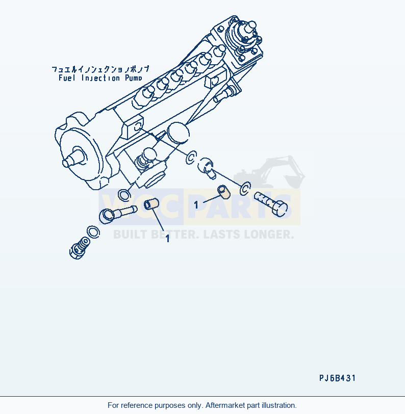 Komatsu WA250L-5 Fuel Inlet And Outlet Joint Cap parts diagram