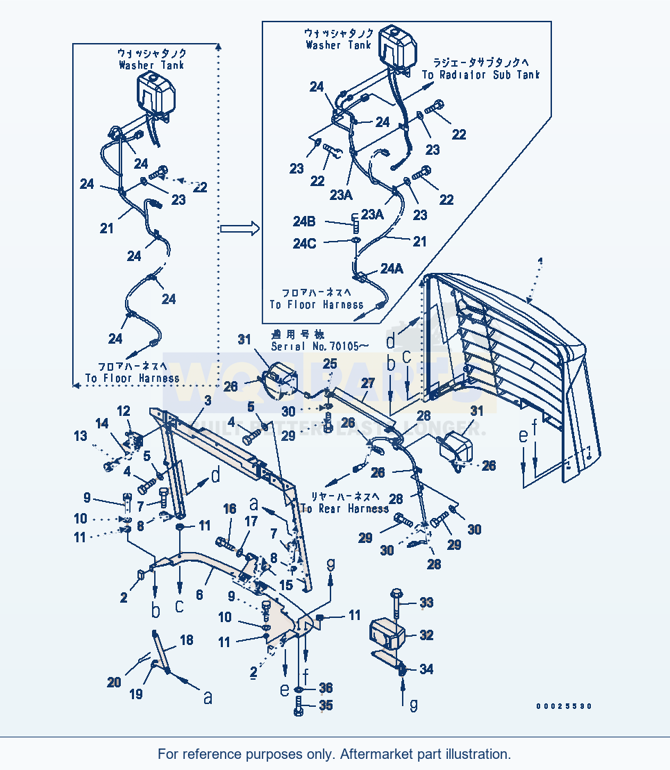 Komatsu WA250L-5 Hood (Radiator Guard) parts diagram