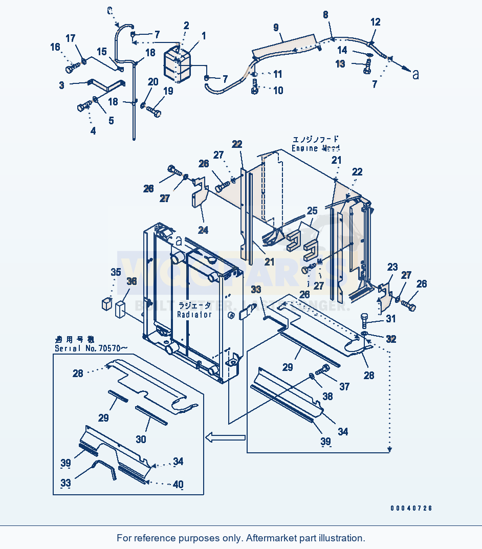 Komatsu WA250L-5 Hood (Radiator Piping And Buffle Plate) parts diagram