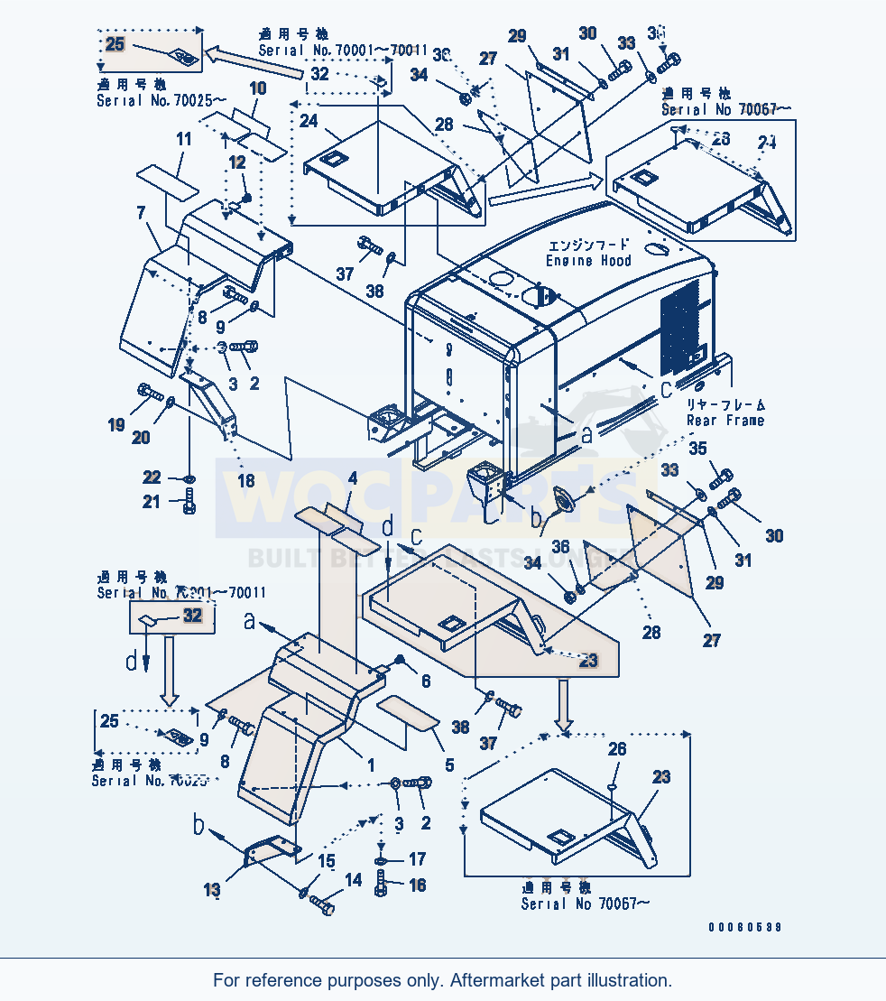 Komatsu WA250L-5 Rear Fender (Full Fender)(#70001-72451) parts diagram
