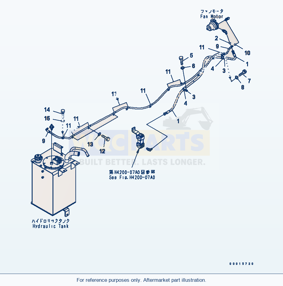 Komatsu WA250L-5 Fan Drive Piping parts diagram