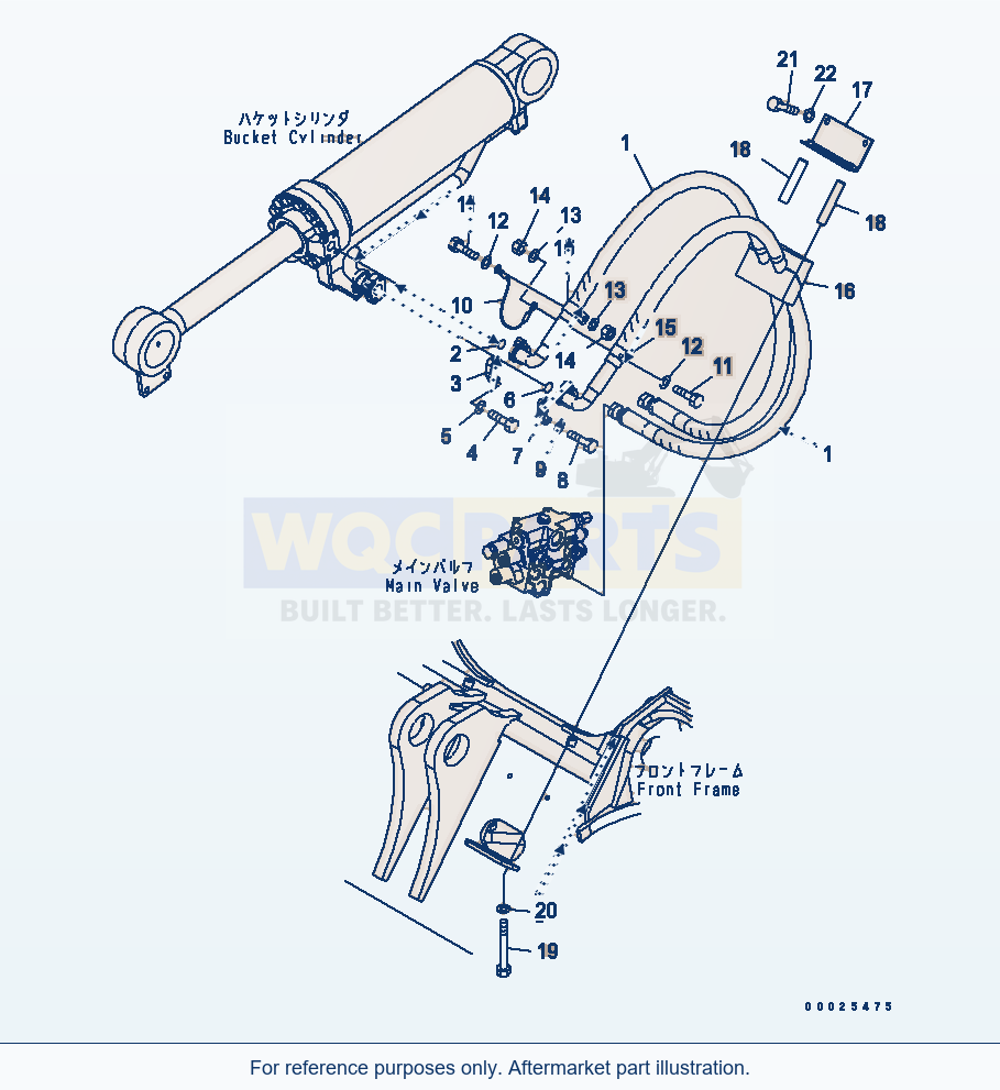 Komatsu WA250L-5 Hydraulic Piping (Dump Cylinder Piping) parts diagram