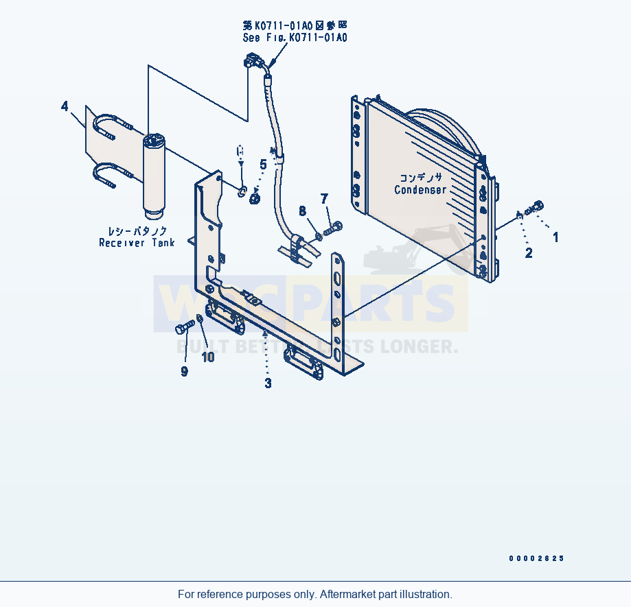 Komatsu WA250L-5 Air Conditioner (Condenser Mounting) parts diagram