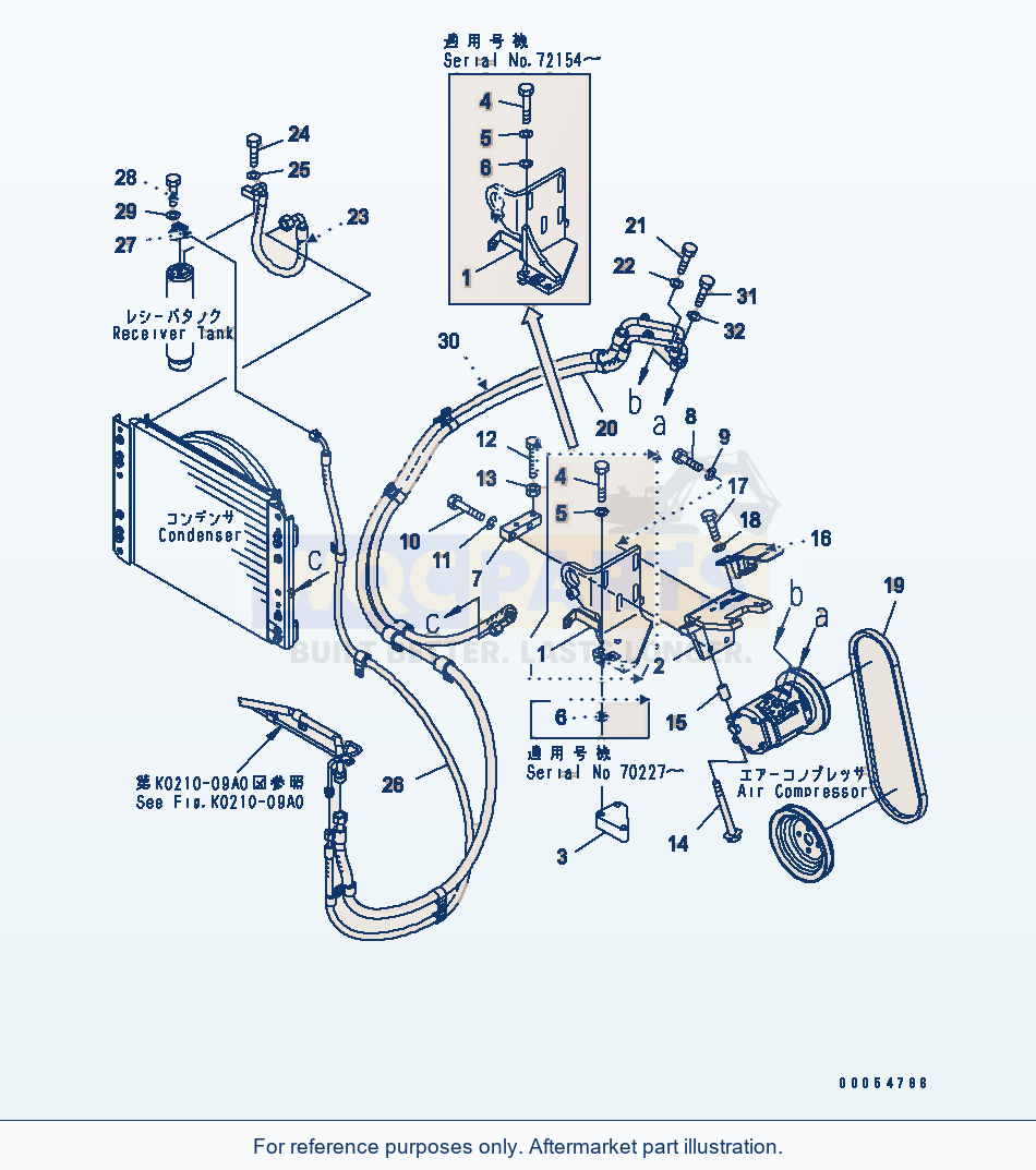 Komatsu WA250L-5 Air Conditioner (Mounting And Piping) parts diagram