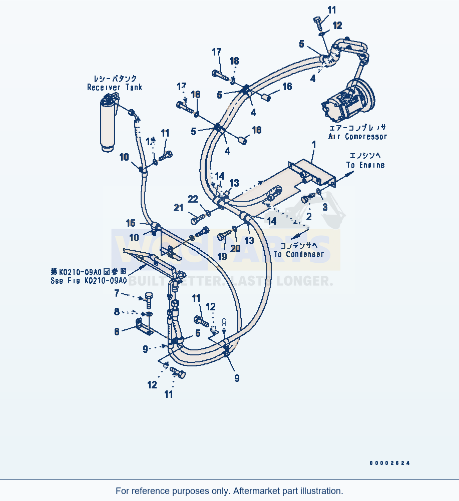 Komatsu WA250L-5 Air Conditioner (Piping) parts diagram