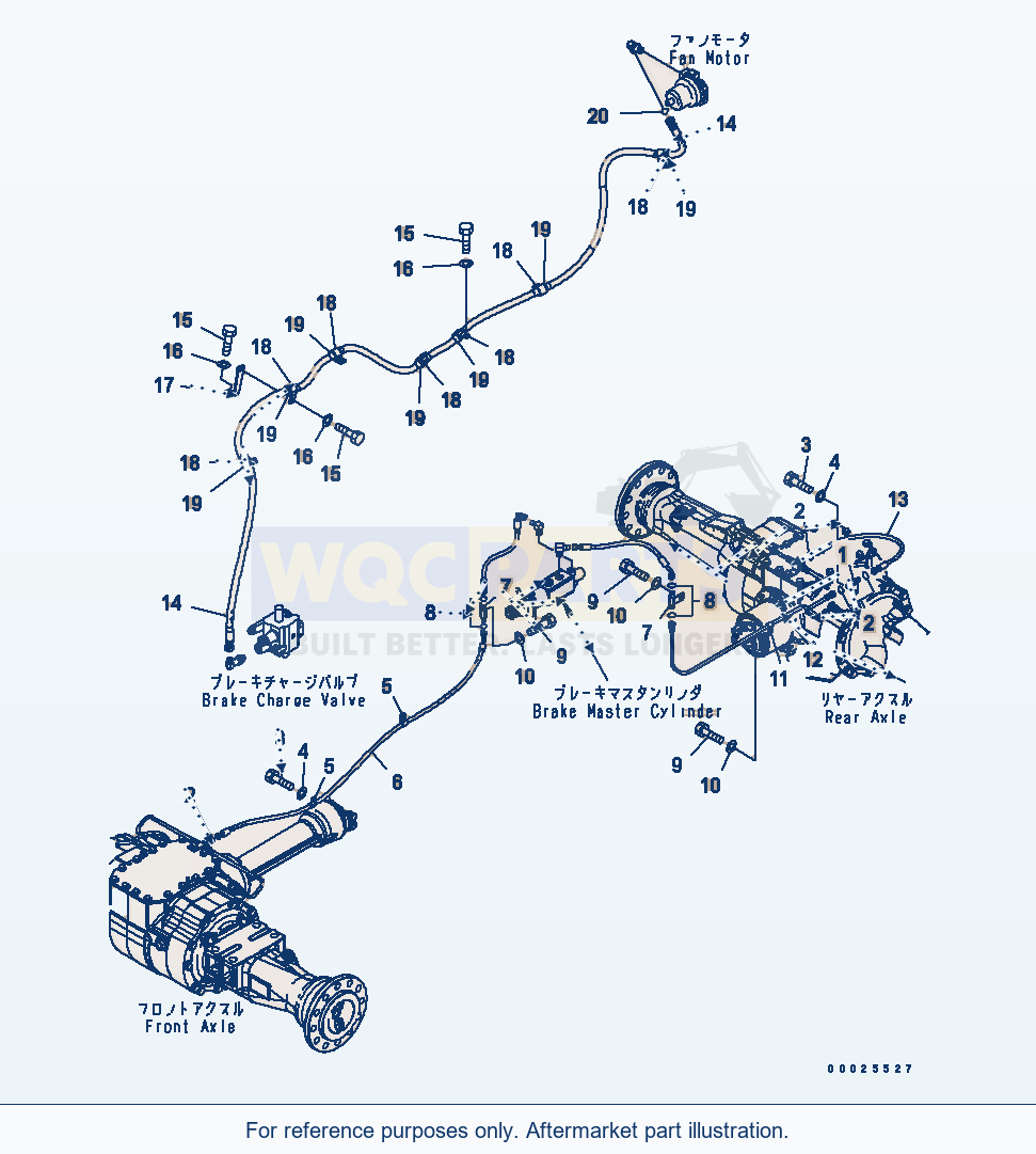 Komatsu WA250L-5 Brake Control (Brake Piping, Fan Motor Line) parts diagram