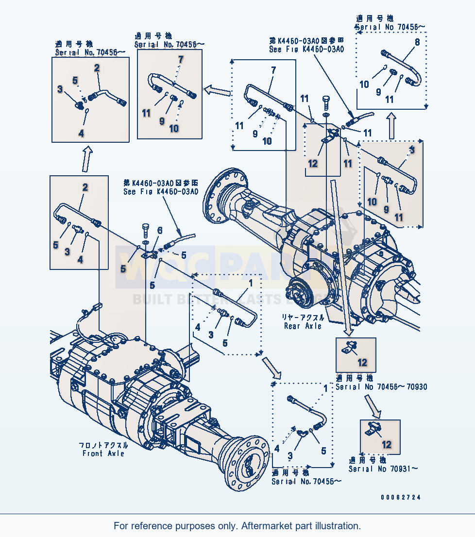 Komatsu WA250L-5 Brake Piping parts diagram