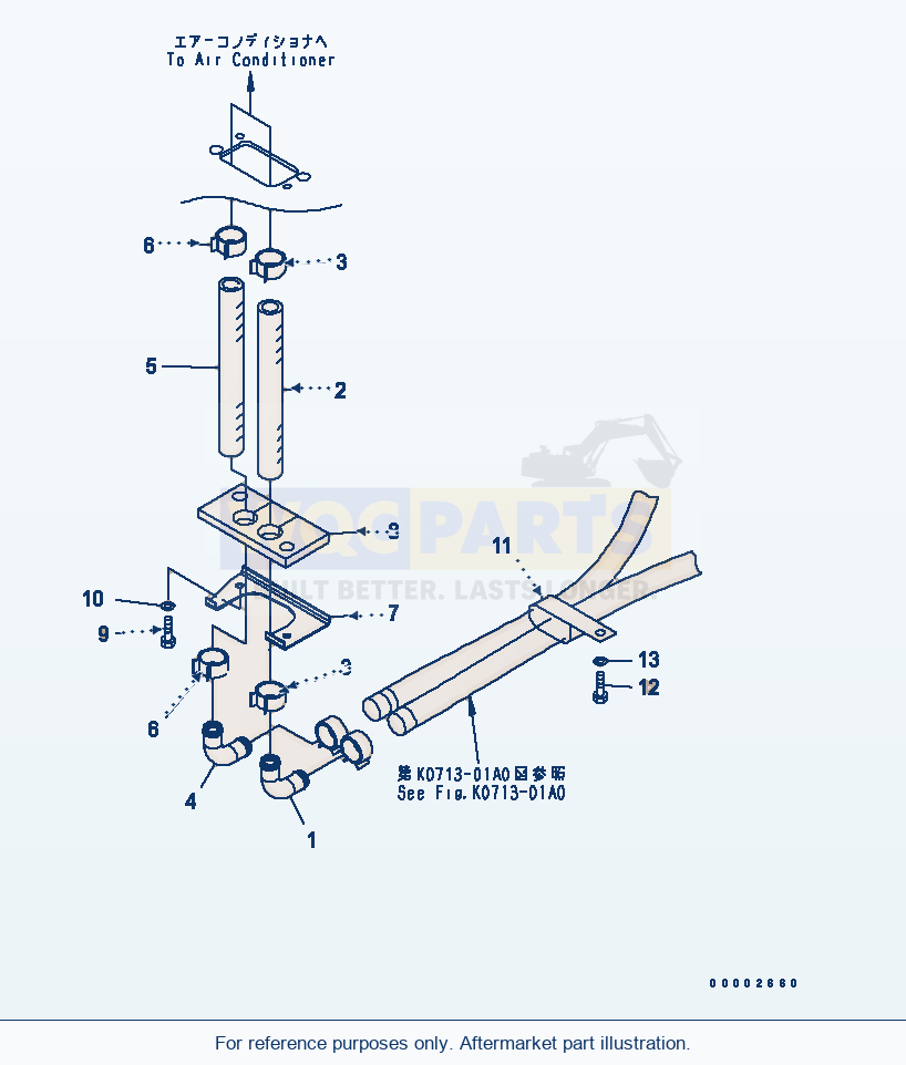 Komatsu WA250L-5 Floor (Heater Piping) parts diagram