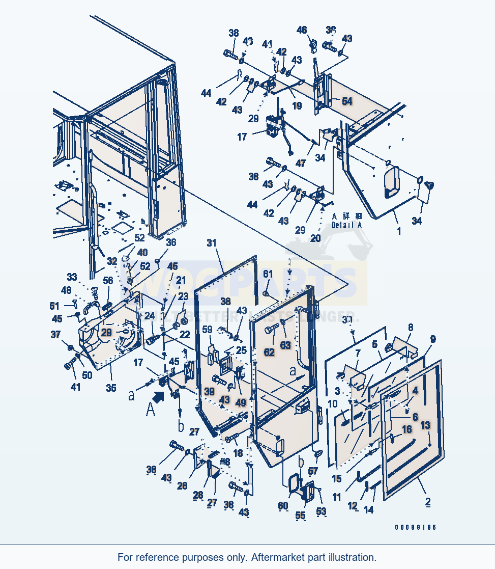 Komatsu WA250L-5 Rops Cab (Door L.H.)(#70579-) parts diagram