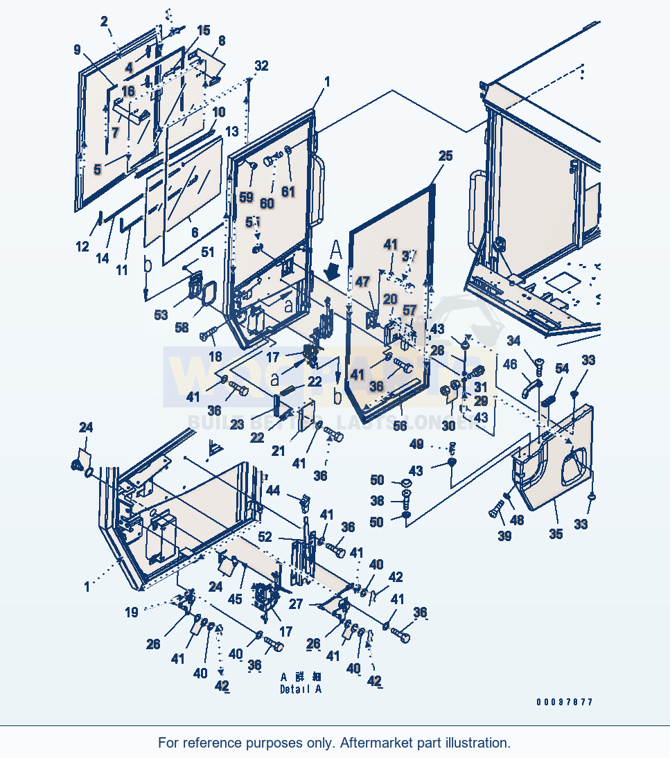 Komatsu WA250L-5 Rops Cab (Door R.H.)(#70579-) parts diagram