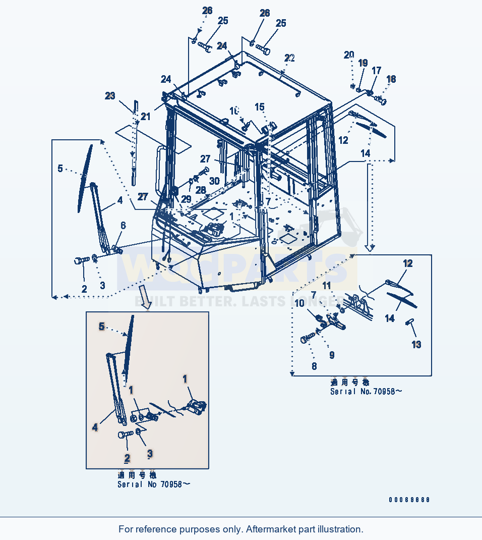 Komatsu WA250L-5 Rops Cab (Wiper) parts diagram