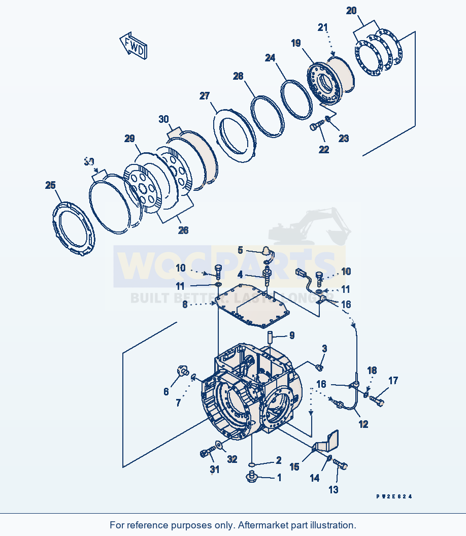 Komatsu WA250L-5 Front Axle (Cover And Brake) parts diagram