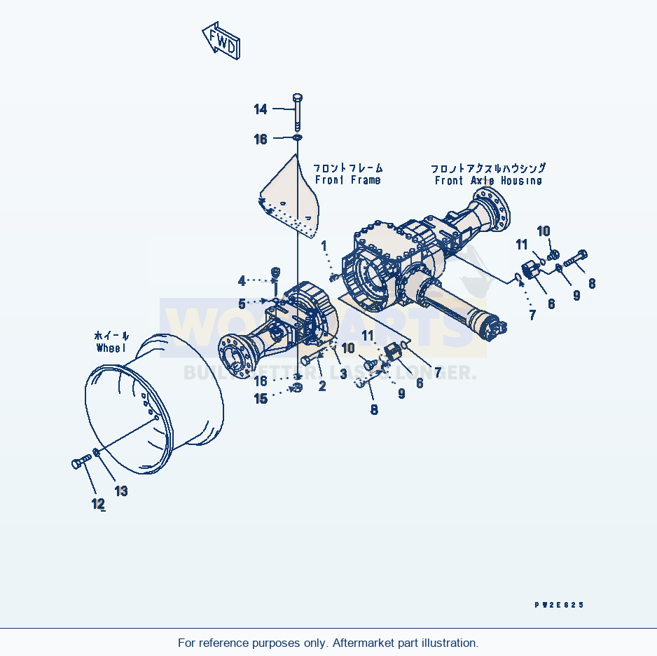 Komatsu WA250L-5 Front Axle (Mounting Parts And Valve) parts diagram