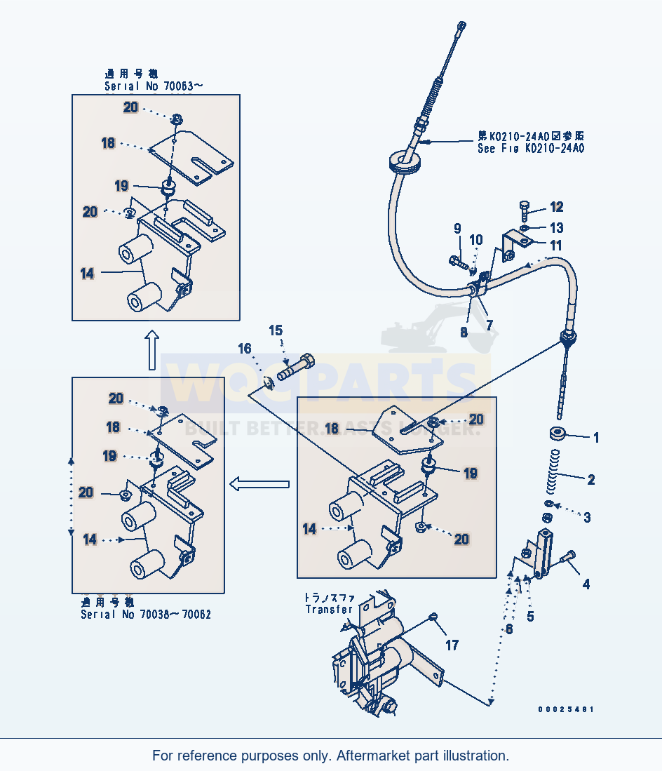 Komatsu WA250L-5 Parking Brake Control parts diagram