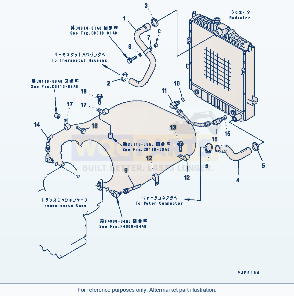Komatsu WA250PT-3 Radiator (Radiator Piping) parts diagram