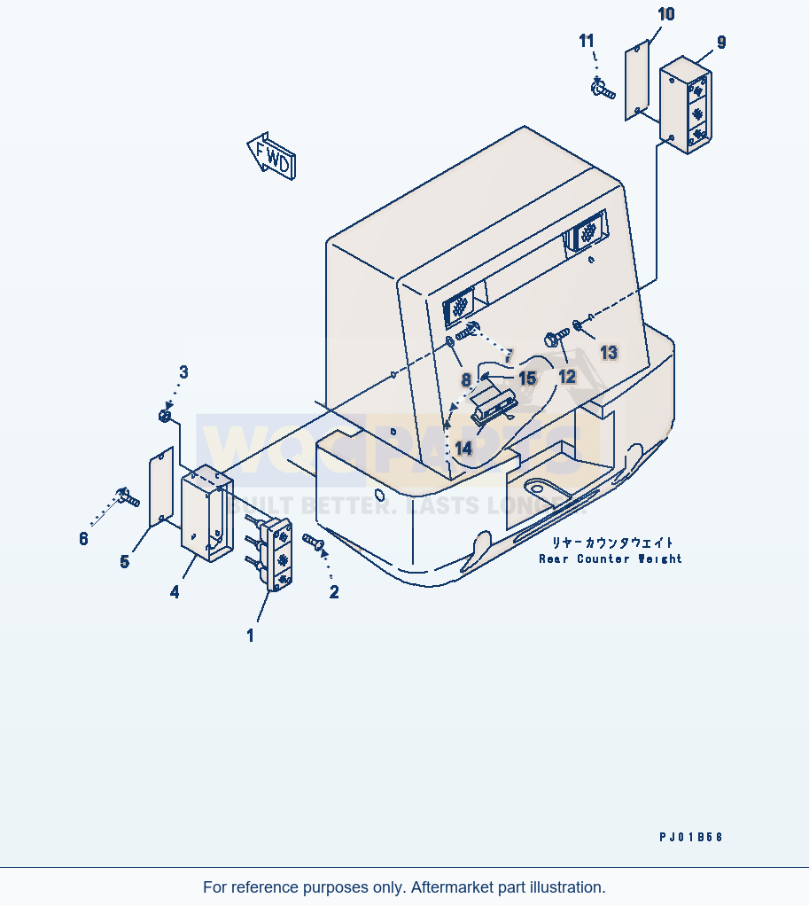 Komatsu WA250PT-3 Battery Box (Rear Lamp) (With License Lamp) parts diagram