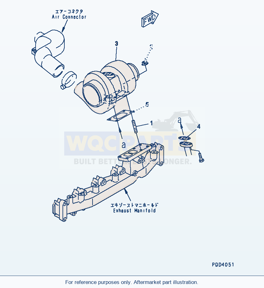 Komatsu WA250PT-3 Turbocharger Mounting(#26232910-) parts diagram