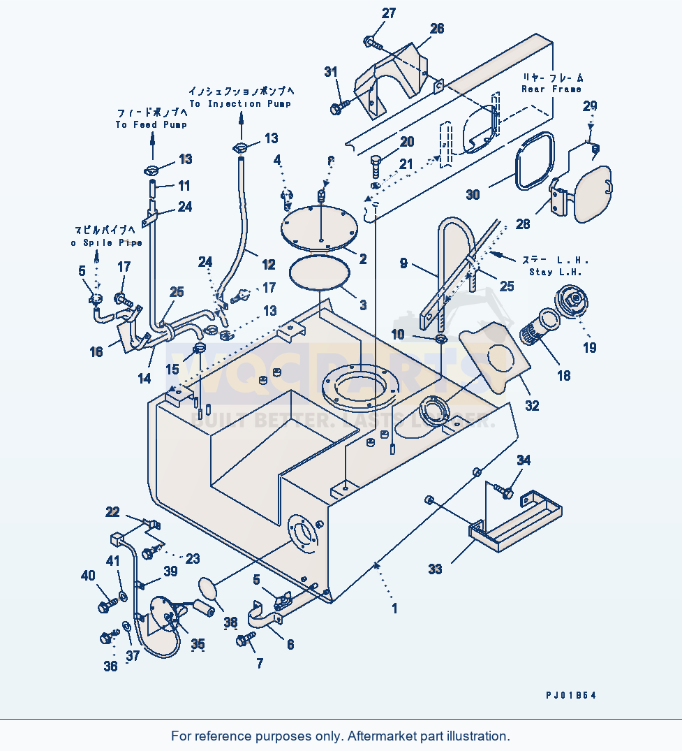 Komatsu WA250PT-3 Fuel Tank And Piping parts diagram