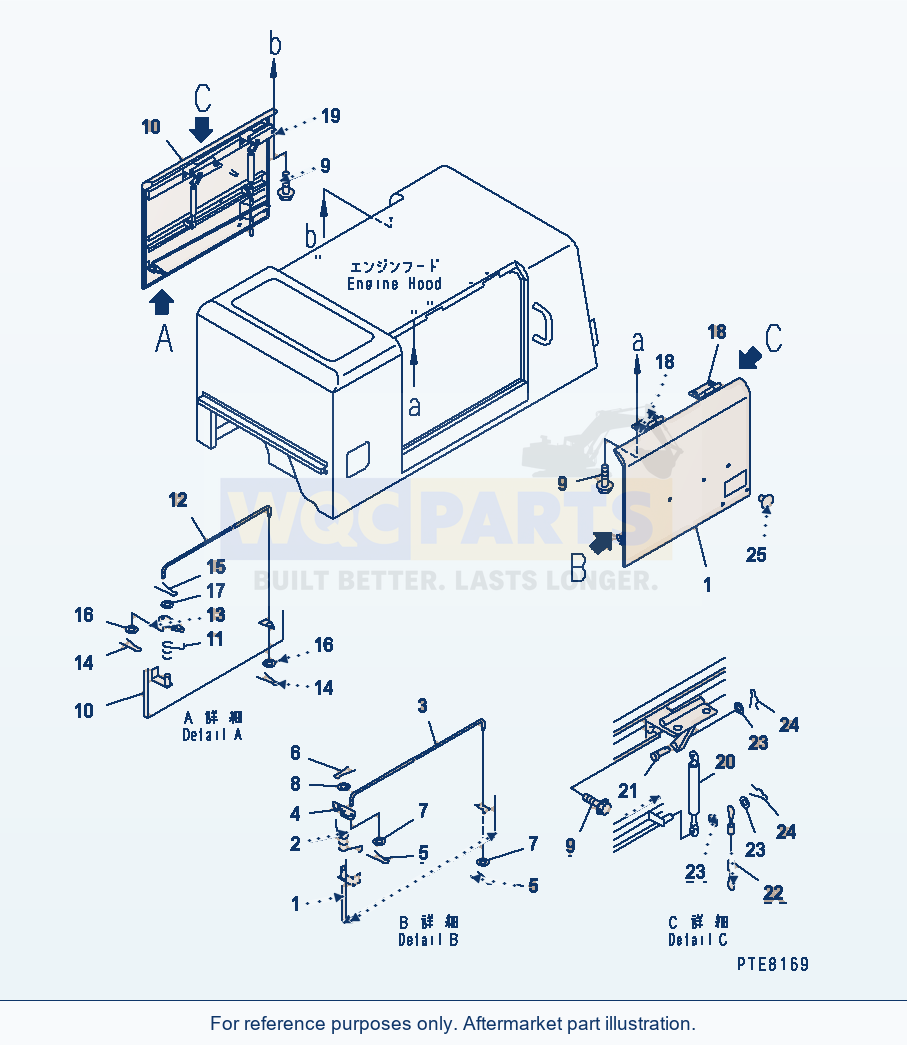 Komatsu WA250PT-3 Hood Door parts diagram