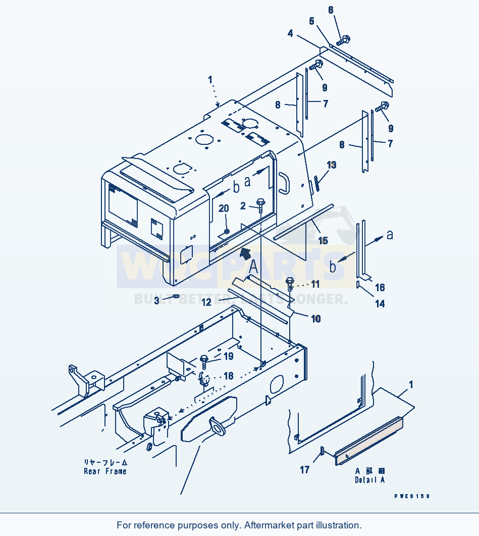 Komatsu WA250PT-3 Hood (Engine Hood) parts diagram