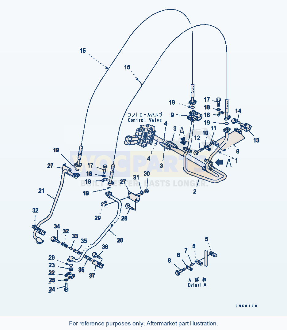 Komatsu WA250PT-3 Hydraulic Piping (Front Attachment Line) parts diagram