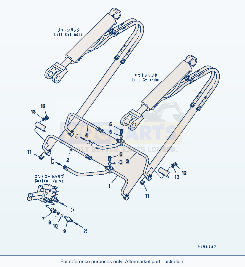 Komatsu WA250PT-3 Hydraulic Piping (Lift Cylinder Line) parts diagram