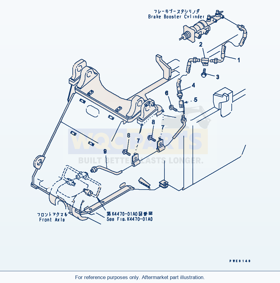 Komatsu WA250PT-3 Brake Control (Front Brake Line) parts diagram