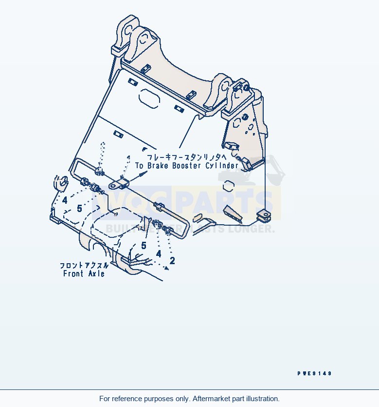 Komatsu WA250PT-3 Brake Piping (Front Brake Line) parts diagram