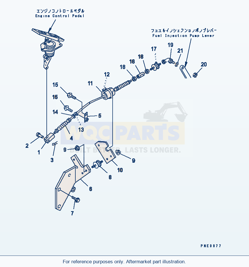 Komatsu WA250PT-3 Engine Control (Control Cable) parts diagram
