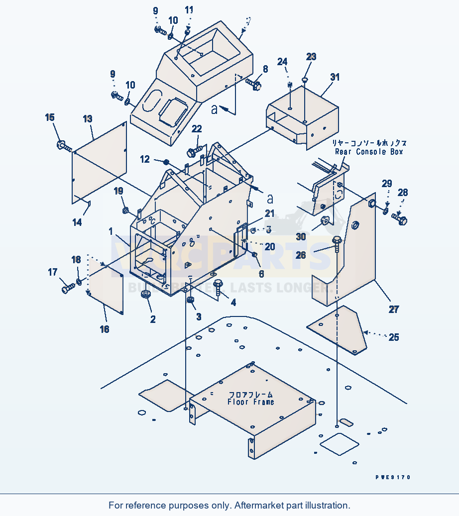 Komatsu WA250PT-3 Floor (R.H. Console Box And Floor Cover) parts diagram
