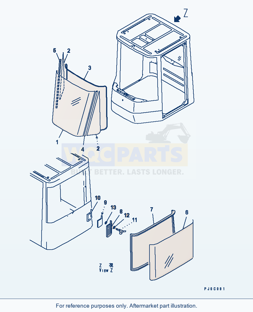 Komatsu WA250PT-3 Rops Cab (Window)(#51001-) parts diagram