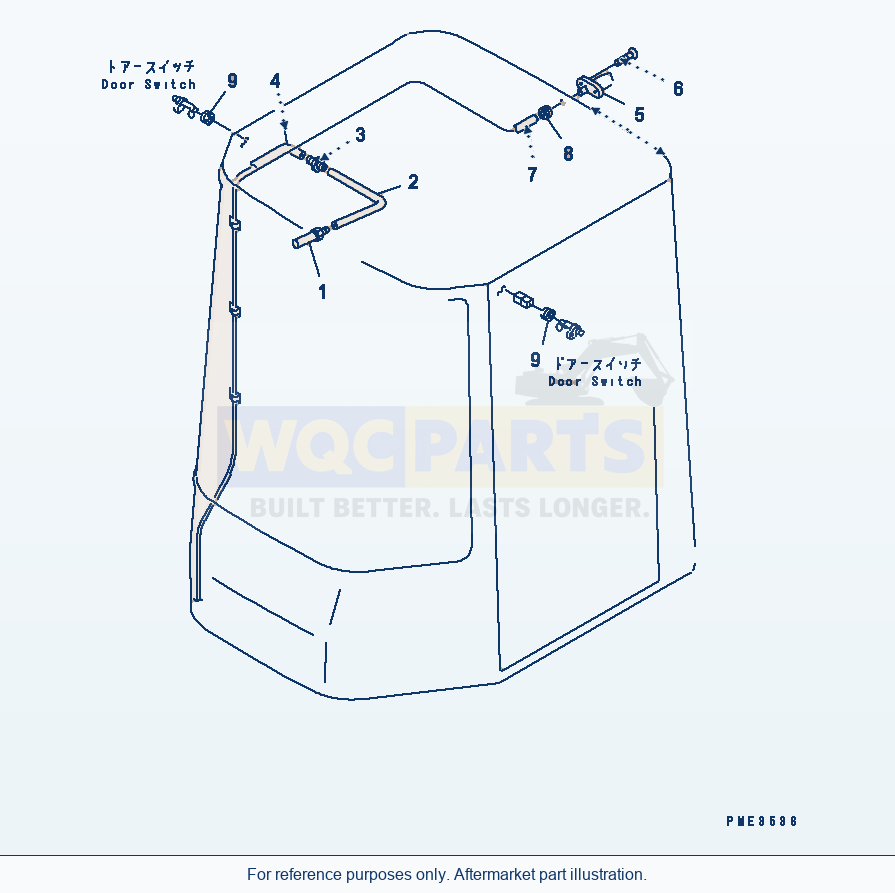 Komatsu WA250PT-3 Rops Cab (Window Washer Nozzle) parts diagram