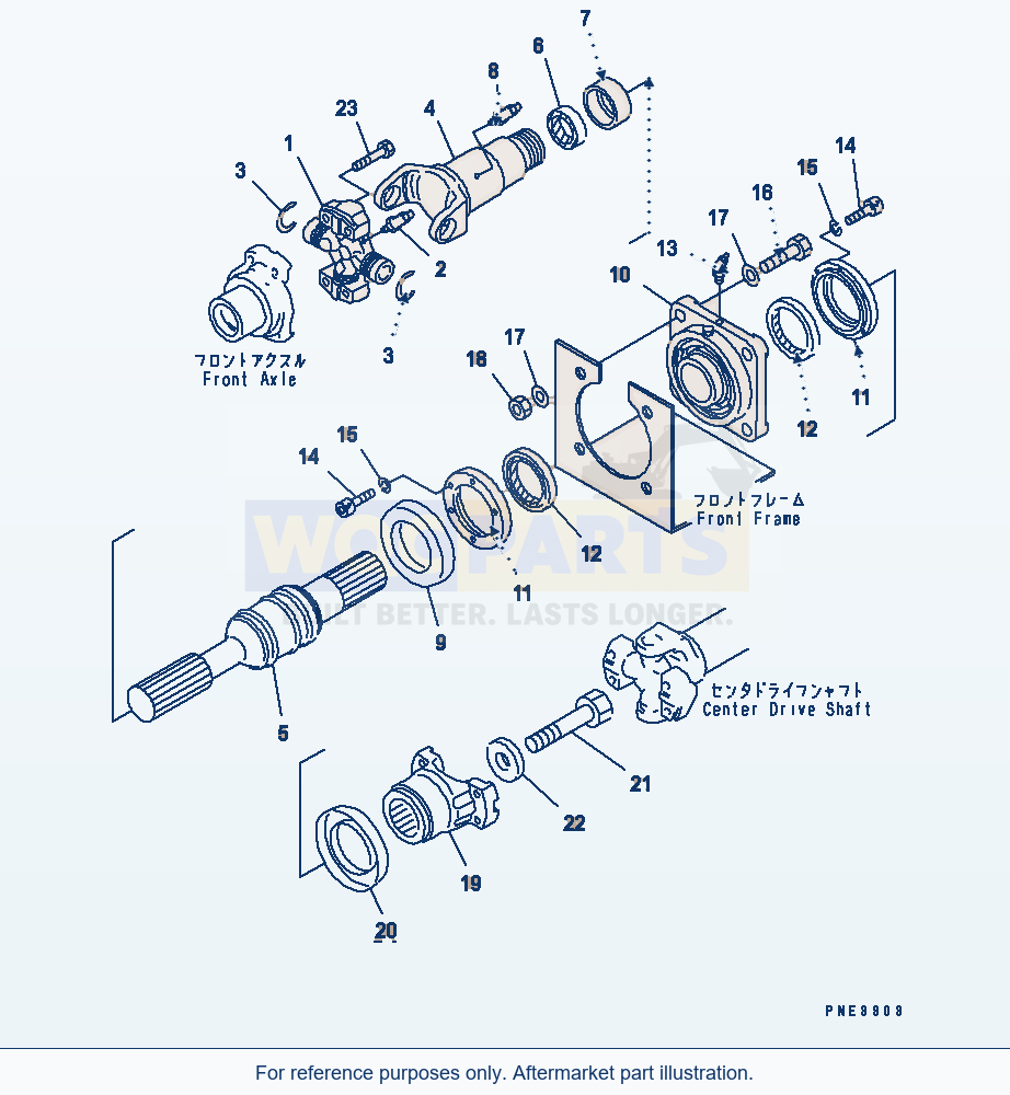 Komatsu WA250PT-3 Drive Shaft (Front) parts diagram