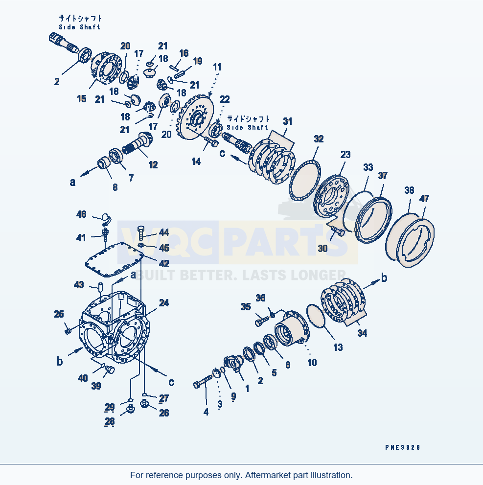 Komatsu WA250PT-3 Rear Axle (Differential And Brake) parts diagram