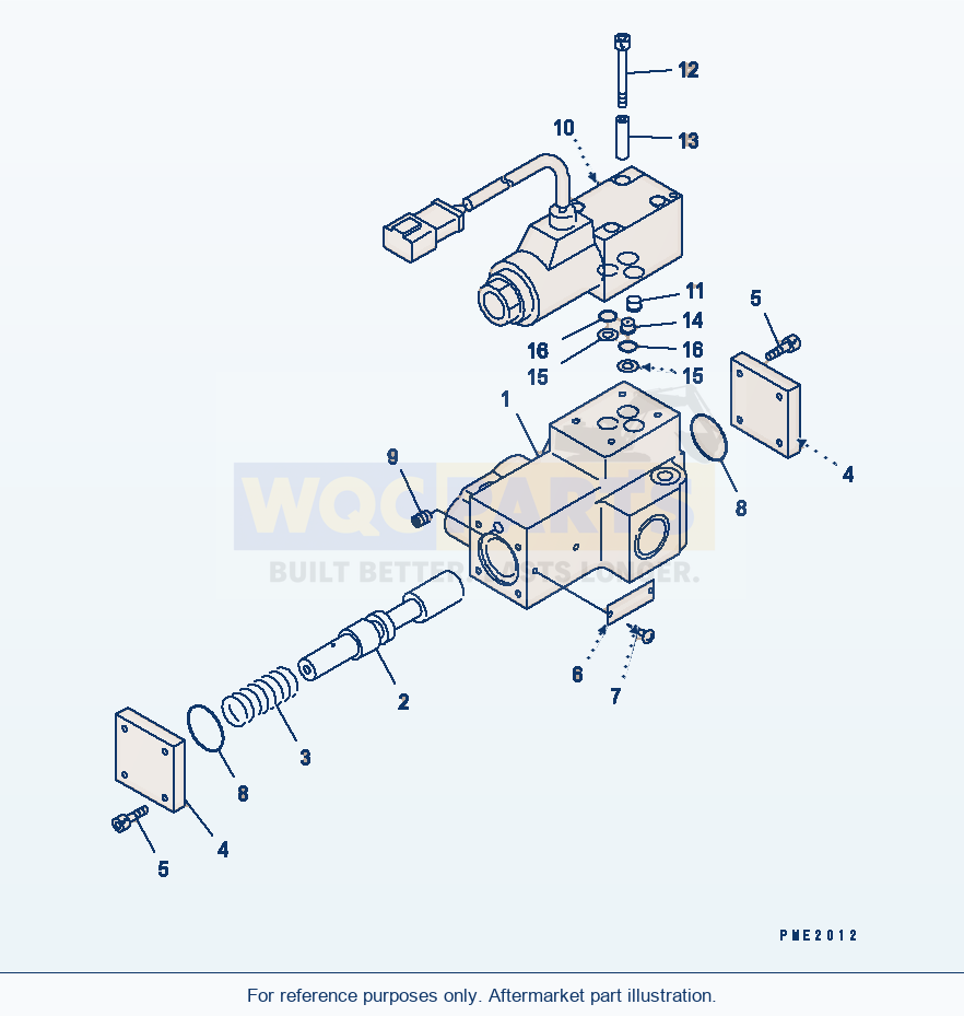 Komatsu WA250PT-3 Boom Pilot Selector Valve parts diagram