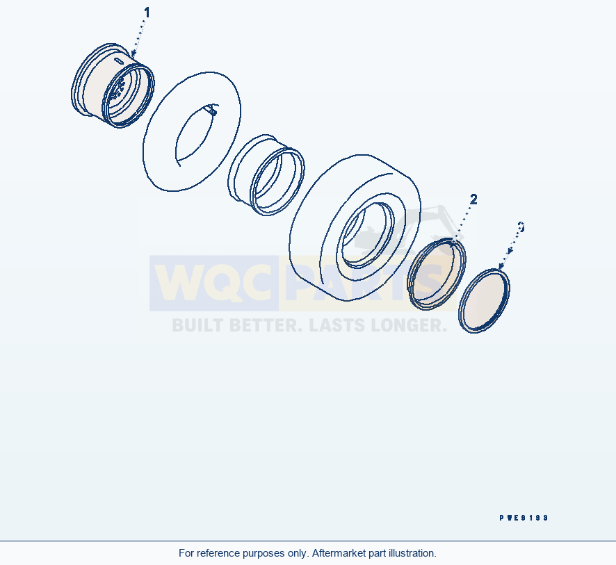 Komatsu WA250PT-3 Rim (17.5-25-12Pr Tire) (With Tube) parts diagram