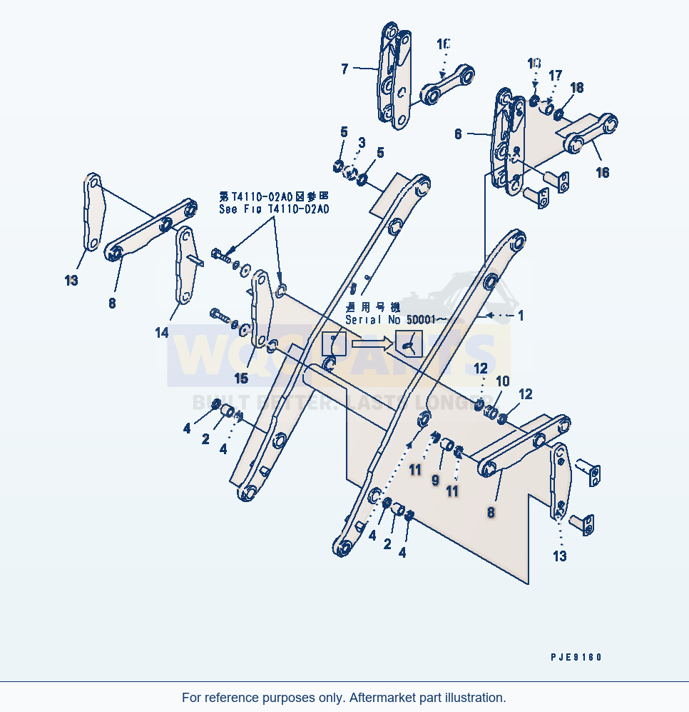 Komatsu WA250PT-3 Lift Arm And Bellcrank parts diagram