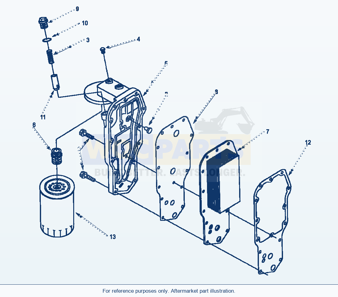 Komatsu WA250PT-3L Lubricating Oil Cooler (E3Al610T.002) parts diagram