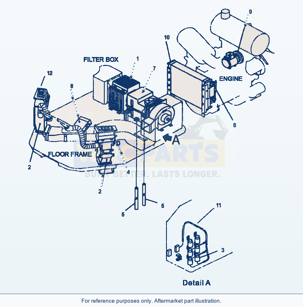 Komatsu WA250PT-3MC Air Conditioner parts diagram