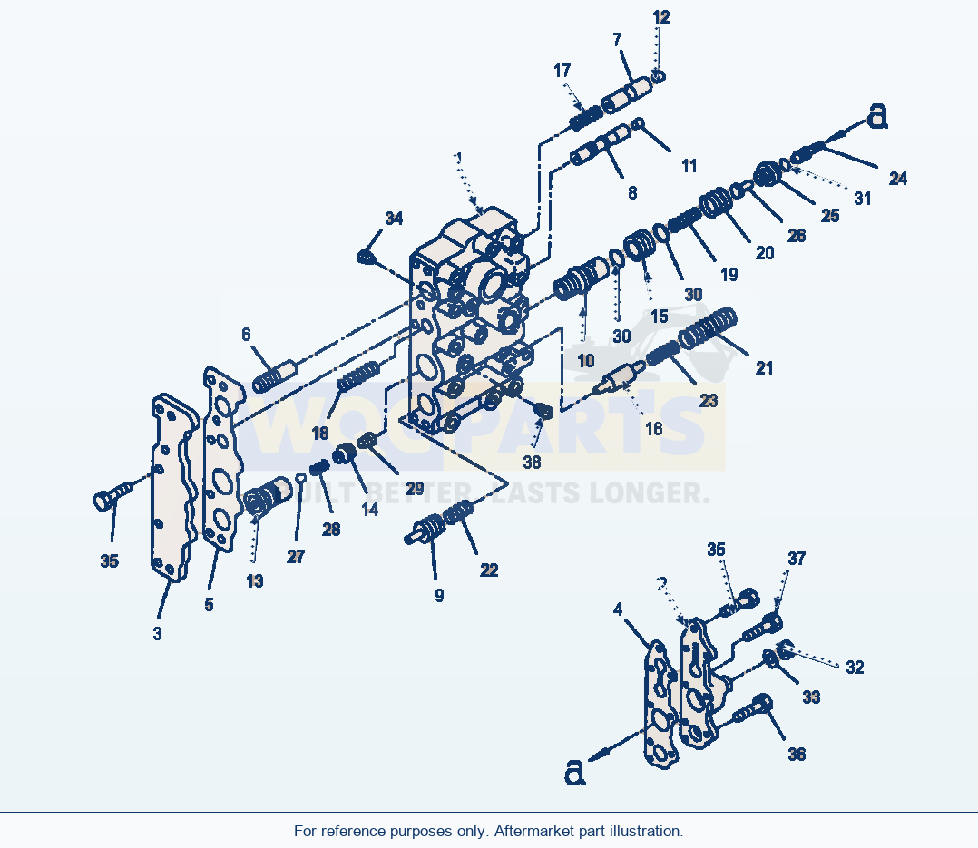 Komatsu WA250PT-3MC Transmission Control Valve - Upper Valve parts diagram