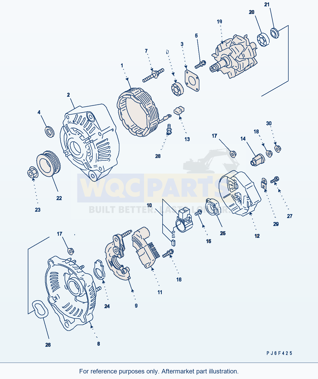 Komatsu WA250PT-5 Alternator (60A) (Inner Parts) parts diagram