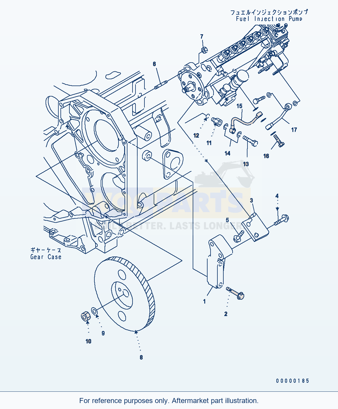 Komatsu WA250PT-5 Fuel Injection Pump Mounting parts diagram
