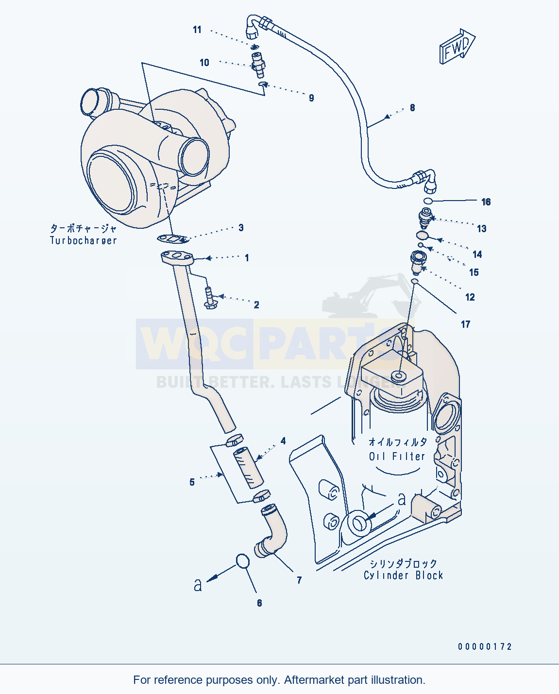 Komatsu WA250PT-5 Turbocharger Oil Piping parts diagram