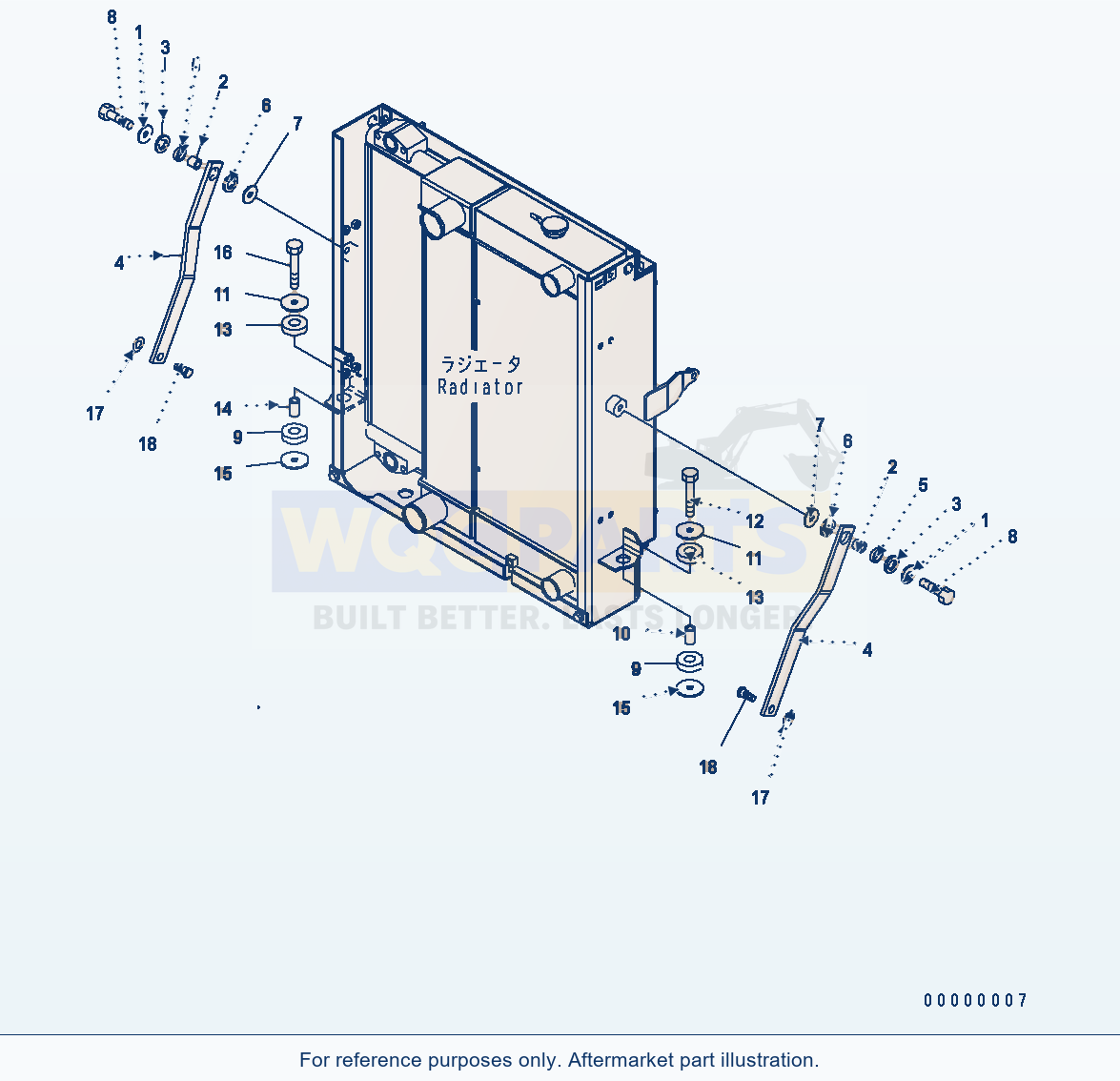 Komatsu WA250PT-5 Radiator Mount parts diagram
