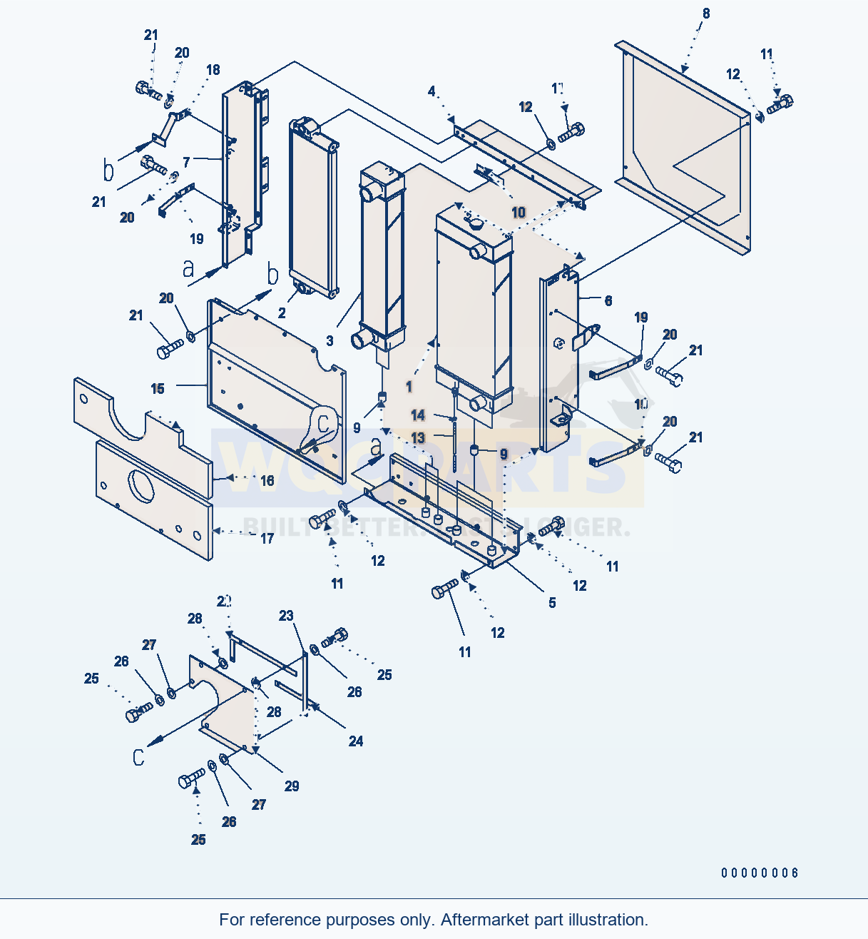 Komatsu WA250PT-5 Radiator parts diagram