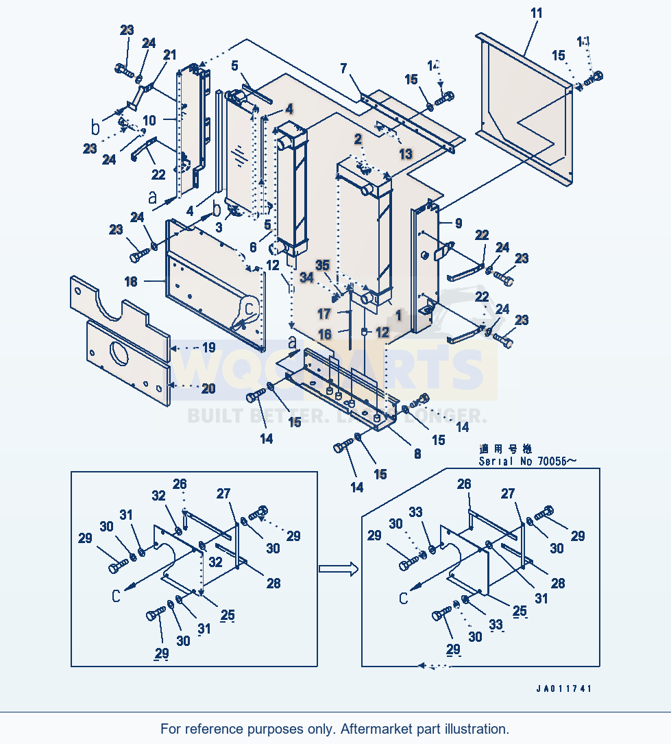 Komatsu WA250PT-5 Radiator(#70001-70444) parts diagram