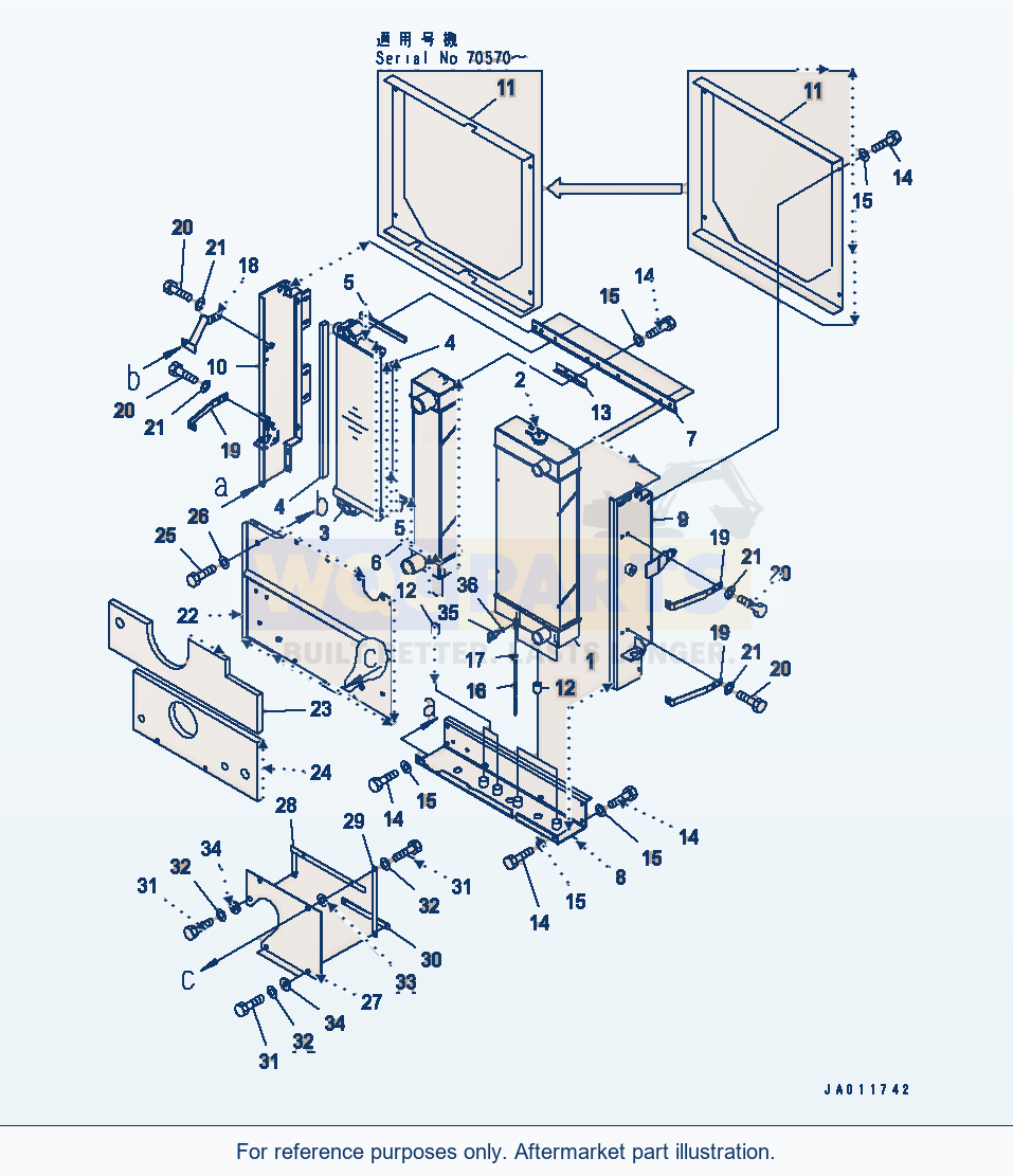 Komatsu WA250PT-5 Radiator(#70445-) parts diagram