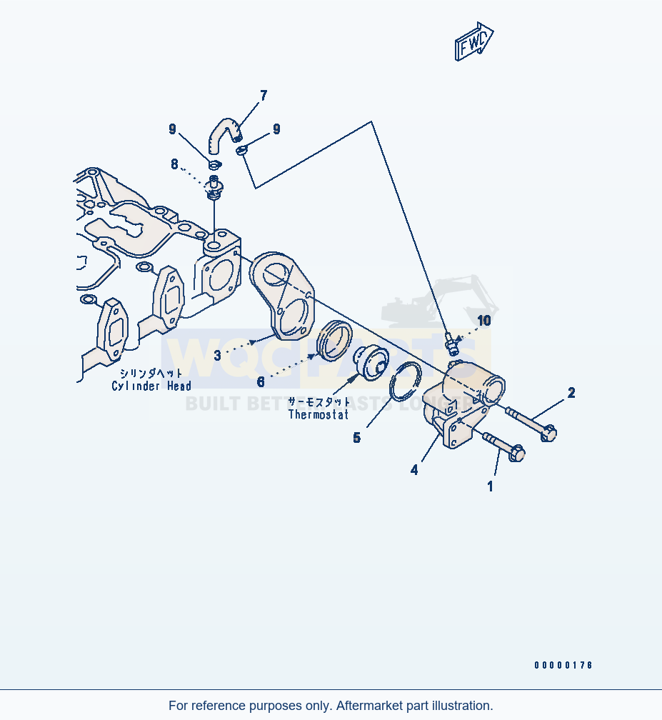 Komatsu WA250PT-5 Thermostat Housing(#26302312-26340279) parts diagram
