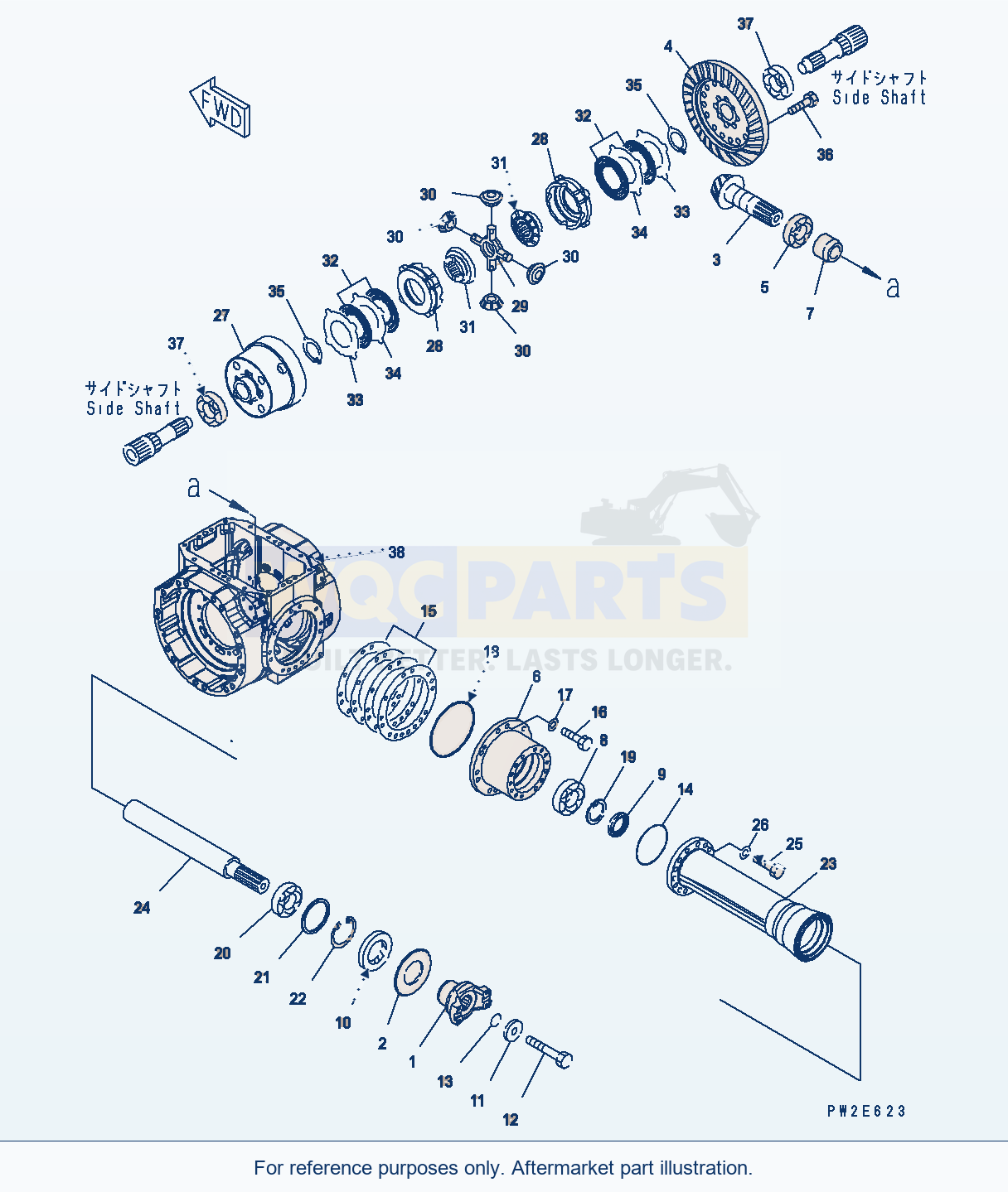 Komatsu WA250PT-5 Front Axle (Differential) (Asd) parts diagram